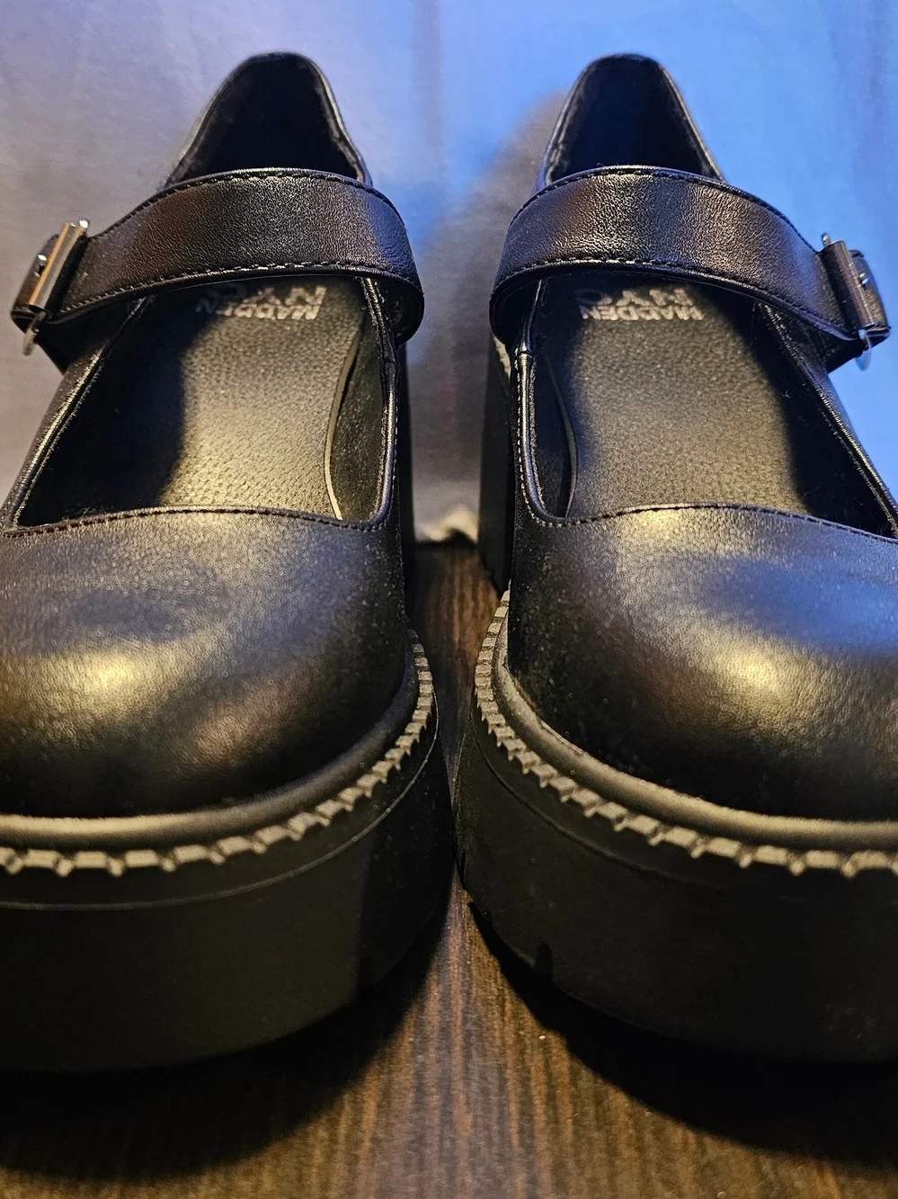 Madden NYC Thompkins black chunky platform Mary Jane shoes.